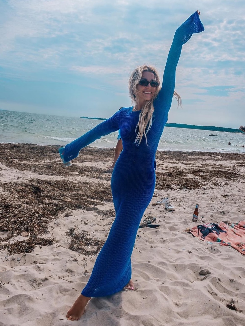 Blue Crochet Maxi Dress